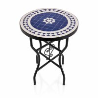 Mosaiktisch Rund Ø 40 cm"Fleur" Blau-Natur