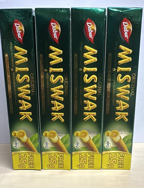 Dabur Bio Zahnpasta Miswak Zahnpasta Fluoridfreie Kräuterzahnpasta Natur Siwak Original Orientalische Zahncreme 75g
