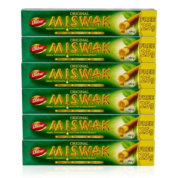 12 Stück Dabur Bio Zahnpasta Miswak Zahnpasta Fluoridfrei 75g