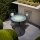 Mosaiktisch, 3-teilig, Klappbar, Metall-Gartenmöbel mit Tisch und 2 Stühlen, Blau-Grün