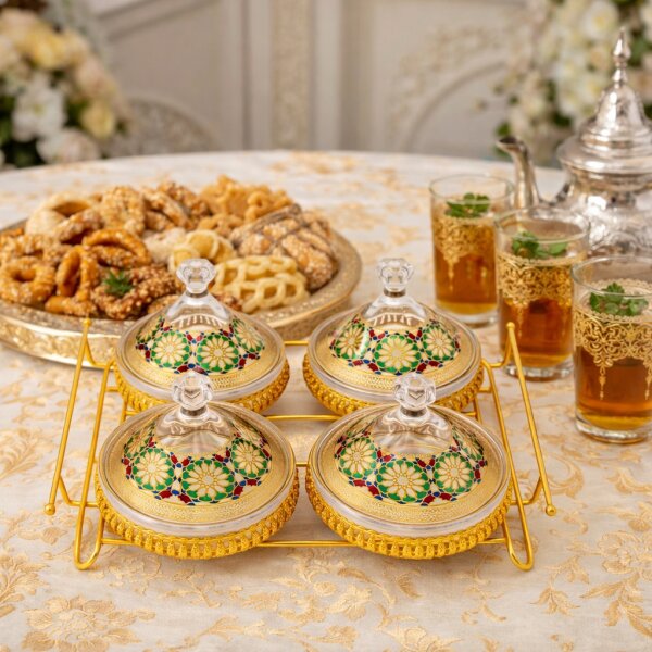 Dip-Schale Tajine Snackschalen Set Klein Gold-Multi Glas, 24,95 €
