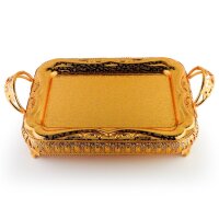 Marokkanisches Teetablett Platte 35x25 cm Gold Modell 7755