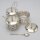 DELUXE 3er Set Servierschalen, Snackschale, Zuckerdose aus Glas mit Deckel & Löffel – Silber Modell 6562-32