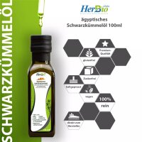 HerbBio ägyptisches Schwarzkümmelöl kaltgepresst gefiltert 100% naturrein Black seed oil 100ml, 250ml, 500ml