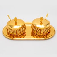 2er-Set Glas-Tischdeko, Zuckerdosen mit Deckel und Löffel – GOLD und SILBER HM6498-7