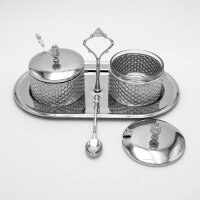 2er-Set Zuckerdose Tischdeko Aufbewahrung mit Deckel und Löffel – GOLD und SILBER HM6498H