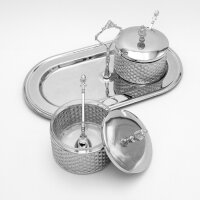 2er-Set Zuckerdose Tischdeko Aufbewahrung mit Deckel und Löffel – GOLD und SILBER HM6498H