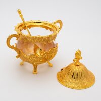 Zuckerdose Tischdeko Aufbewahrung mit Deckel und Löffel – GOLD / SILBER HM6498H