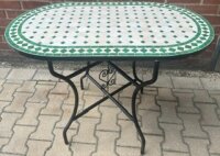 Mosaiktisch Esstisch Garten Balkon Outdoor Grün-Natur Oval 100 x 60 cm