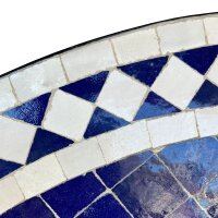 Mediterraner Mosaiktisch Garten Balkon Tisch Rund Ø 60 cm "Fleur" Blau-Weiß