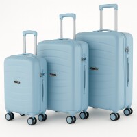 3-teilig Koffer-Set Hartschale hochwertig PP leicht S - M - L Rosé I Smoke Blue I Schwarz DUBAI-PP5009