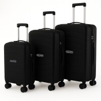 3-teilig Koffer-Set Hartschale hochwertig PP leicht S - M - L Rosé I Smoke Blue I Schwarz DUBAI-PP5009