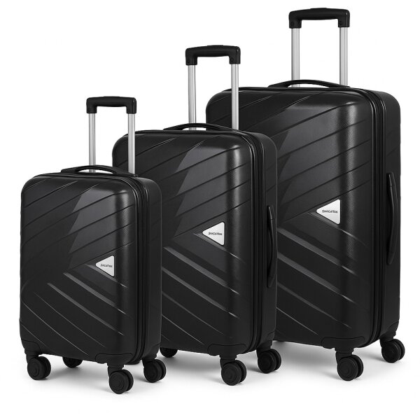 3-teilig Koffer-Set Hartschale aus hochwertig PP leicht S - M - L  Schwarz I Champagne I Smoke Blue PARIS-PP5013