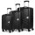 3-teilig Koffer-Set Hartschale aus hochwertig PP leicht S - M - L  Schwarz I Champagne I Smoke Blue PARIS-PP5013