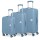3-teilig Koffer-Set Hartschale aus hochwertig PP leicht S - M - L  Schwarz I Champagne I Smoke Blue PARIS-PP5013