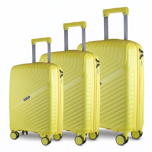 Reisekoffer Set Koffer Hartschale Trolley TSA Kofferset S - M - L Gelb I Sand I Schwarz RIO PP5006
