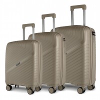 3-teilig Koffer-Set Hartschale aus hochwertig PP leicht S - M - L Gelb I Sand I Schwarz RIO PP5006