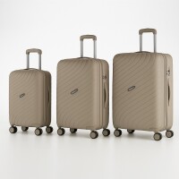 3-teilig Koffer-Set Hartschale aus hochwertig PP leicht S - M - L Gelb I Sand I Schwarz RIO PP5006