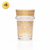 6 oder 12 Teegläser, Atay, Cay Orientalische Tee Glas Set Najma Gold Multi