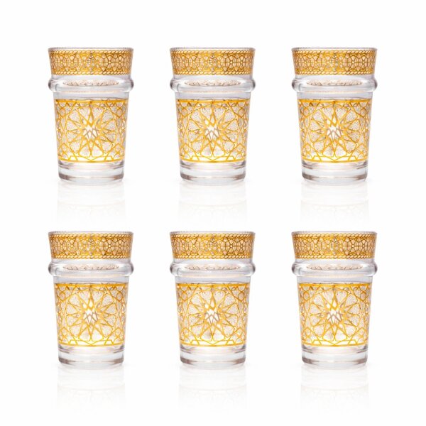 6 Teegläser, Atay, Cay Orientalische Tee Glas Set Najma Gold