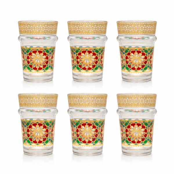 6 Teegläser, Atay, Cay Orientalische Tee Glas Set Najma Gold Multi