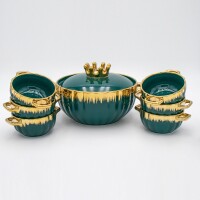 Edles Suppen- & Servierset „Royal Green“ Keramik Haira Soup Bowl Çorba Suppenterrine