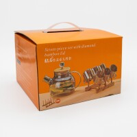 Glas Teekannen Set 7-teilig, 1 Liter inkl. Gläser & Gläserhalter