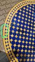 2. Wahl Mosaiktisch Groß Ø120 cm Rund Blau-Gelb Handmade Marokko