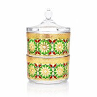 Doppelte Glas Snackschale -Grün – Höhe 18 cm  Ø 9,5 cm
