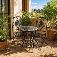 Mosaiktisch, 3-teilig, Klappbar, Metall-Gartenmöbel...
