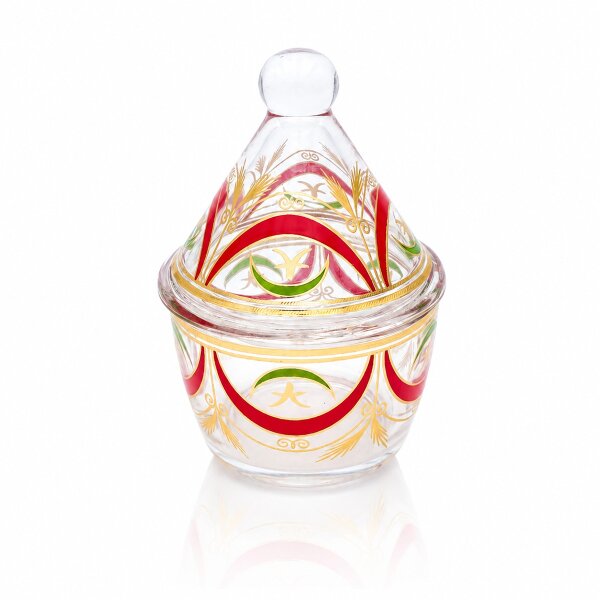 Glas Snackschale -Gold-Rot – Höhe 15 cm  Ø 10,5 cm