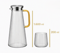Karaffe & Glas-Set | 1600 ml Karaffe & 4 Gläser à 200 ml für Wasser, Säfte, Tee