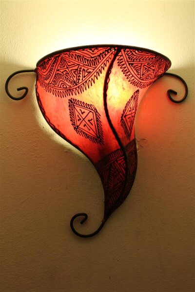 Orientalische Leder-Wandlampe "Nora" Rot