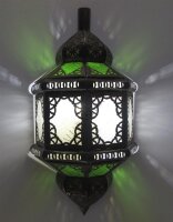 Orientalische Wandlampe "Kenitra" Grün-Weiß 45x20cm Metall-Glas