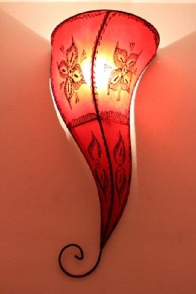 Orientalische Leder-Wandlampe "Amal" Rot Lang