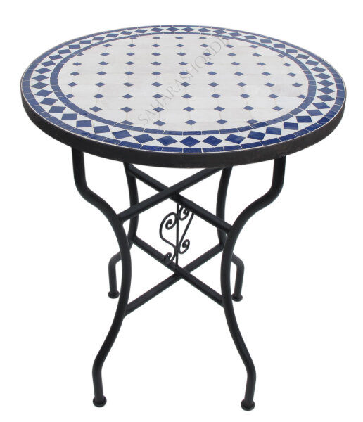 Orientalischer Mosaiktisch Rund Ø 60 cm Blau-Natur