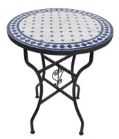 Orientalischer Mosaiktisch Rund Ø 60 cm Blau-Natur