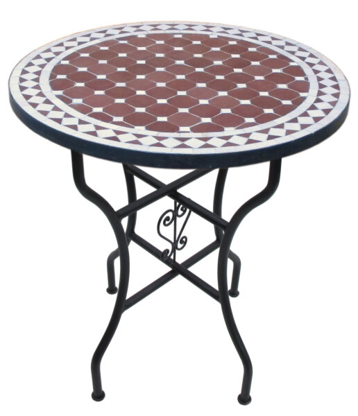 Orientalischer Mosaiktisch Rund Ø 60 cm Bordeaux