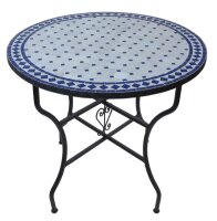 Mediterraner Mosaiktisch Rund Ø 80 cm Blau-Natur