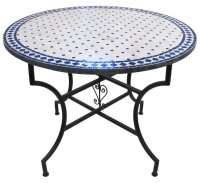 Orientalischer Mosaiktisch Rund Ø 100 cm Blau-Natur