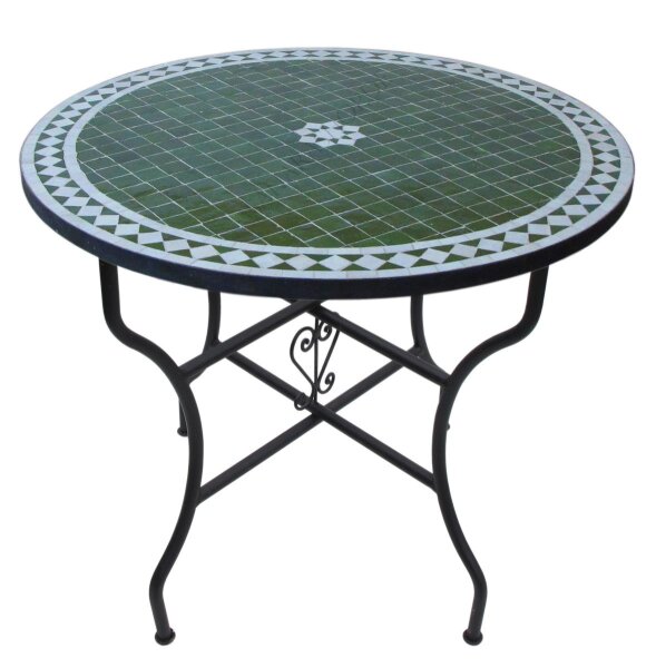 Mediterraner Mosaiktisch Rund Ø 80 cm "Fleur" Grün