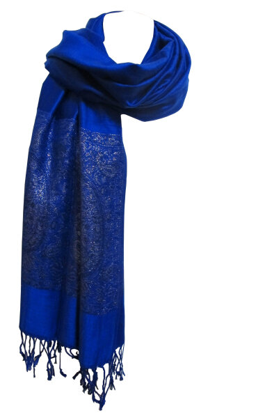 Pashmina Schal - Schultertuch - Stola - mit Paisley Muster - Nr. 14 Blau