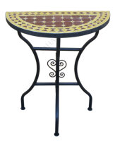 Marokkanische Mosaikkonsole halbrund Bordeaux-Gelb Klein