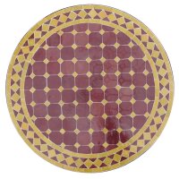 Orientalischer Mosaiktisch Rund Ø 60 cm Bordeaux-Gelb