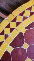 2.Wahl Mediterraner Mosaiktisch Rund Ø 80 cm Bordeaux-Gelb