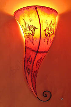 Orientalische Leder-Wandlampe "Amal" Orange Lang