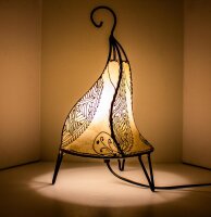 Orientalische Stehlampe "Henna-Rund" 38 cm Leder Natur