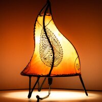 Orientalische Stehlampe "Henna-Rund" 38 cm Leder Orange