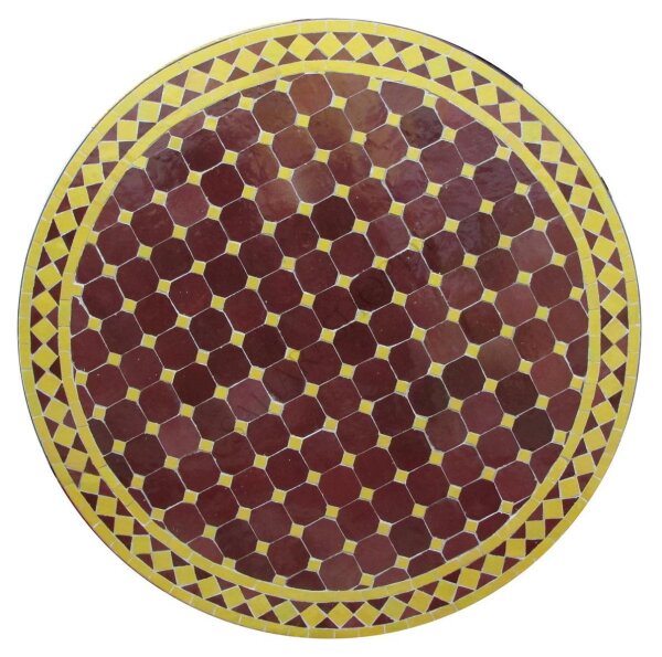 Mosaikplatte Rund Ø 80 cm Bordeaux-Gelb