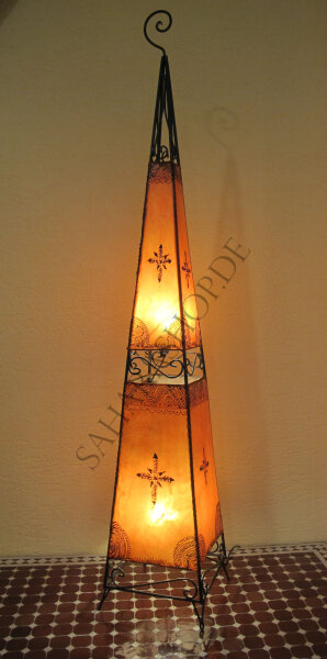 Orientalische Stehlampe "Henna-Pyramid" 155 cm Leder Orange